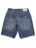 【送料無料】TRUE RELIGION BOBBY BIG T FLAP BAGGY SHORT SHATTERED DK INDIGO W