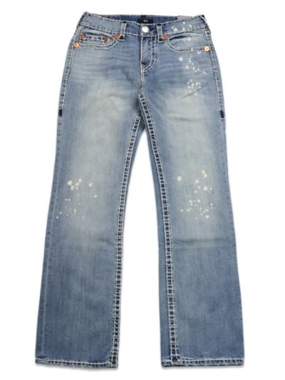 画像2: 【送料無料】TRUE RELIGION BILLY SUPER T NF 34" EMBRO SCUFF TOE INDIGO LIGHT WASH