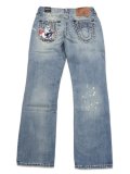 【送料無料】TRUE RELIGION BILLY SUPER T NF 34" EMBRO SCUFF TOE INDIGO LIGHT WASH
