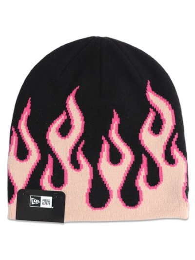画像1: NEW ERA BASIC BEANIE FLAME BLACK/PINK