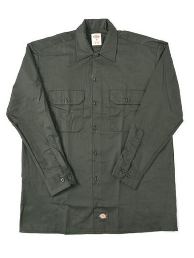 画像1: DICKIES L/S WORK SHIRT-OLIVE