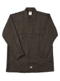 DICKIES L/S WORK SHIRT-DARK BROWN