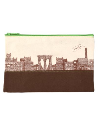 画像1: FISHS EDDY BROOKLYN ZIPPERED POUCH CANVAS