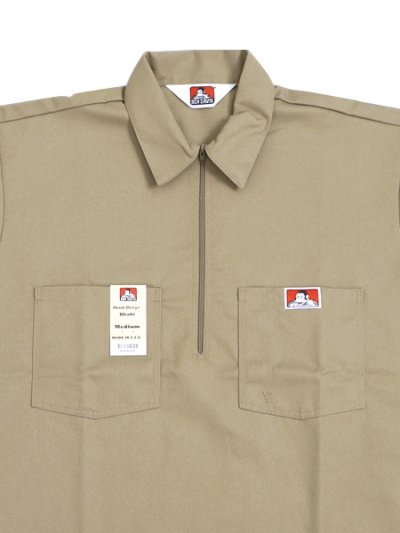 画像3: 【SALE】BEN DAVIS S/S SOLID HALF ZIP WORK SHIRT #122