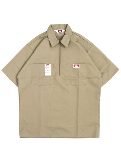 画像1: BEN DAVIS S/S SOLID HALF ZIP WORK SHIRT #122