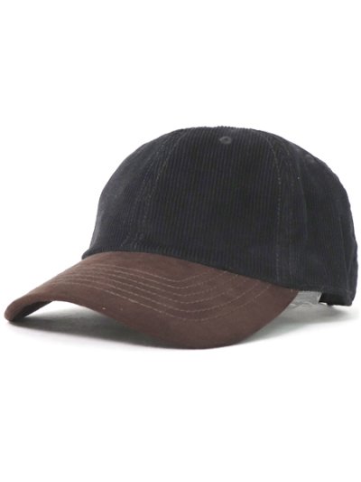 画像1: NEW HATTAN 6PNL CORDUROY FAKE SUEDE VISOR-BLK/BRN