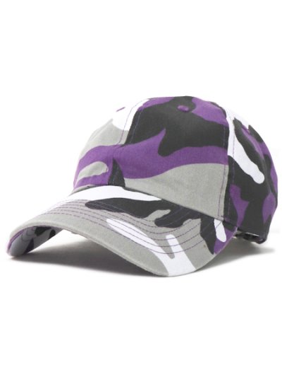 画像1: NEW HATTAN 6PNL COTTON CAP PURPLE CAMO