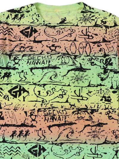画像3: 【MEGA SALE】GECKO HAWAII TIE DYE GECKO WALL TEE GREEN/YELLOW/RED