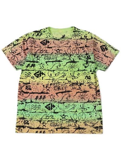 画像1: 【MEGA SALE】GECKO HAWAII TIE DYE GECKO WALL TEE GREEN/YELLOW/RED