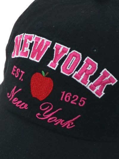 画像6: 【SALE】NEW HATTAN NY APPLE 6PNL COTTON CAP-BLACK/HOT PINK
