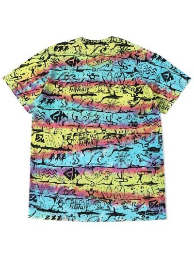 画像2: 【MEGA SALE】GECKO HAWAII TIE DYE GECKO WALL TEE AQUA/PINK/YELLOW