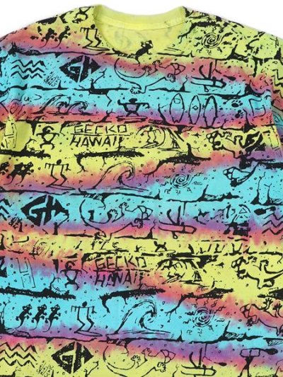 画像3: 【MEGA SALE】GECKO HAWAII TIE DYE GECKO WALL TEE AQUA/PINK/YELLOW