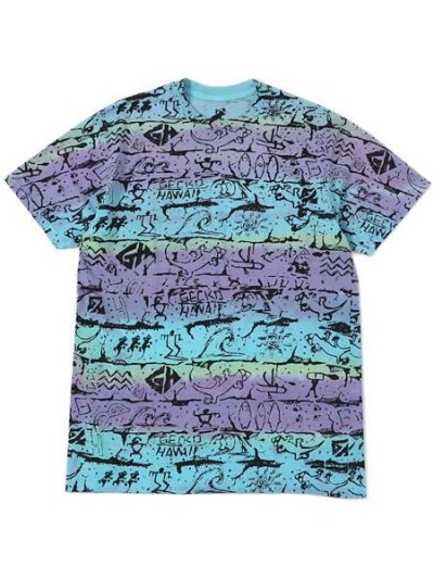 画像1: 【MEGA SALE】GECKO HAWAII TIE DYE GECKO WALL TEE PURPLE/BLUE/GREEN