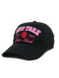 NEW HATTAN NY APPLE 6PNL COTTON CAP-BLACK/HOT PINK