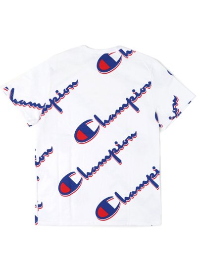 画像2: 【MEGA SALE】CHAMPION AOP HERITAGE TEE-DROPSHADOW SCRIPT WHITE