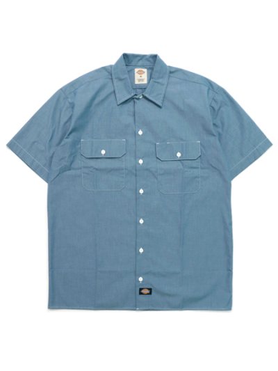 画像1: DICKIES RELAXED FIT S/S CHAMBRAY SHIRT-BLUE