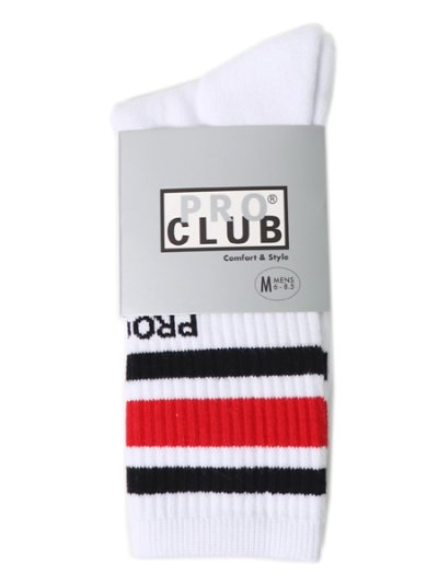 画像1: PRO CLUB STRIPE CREW SOCK WHITE/RED/BLACK