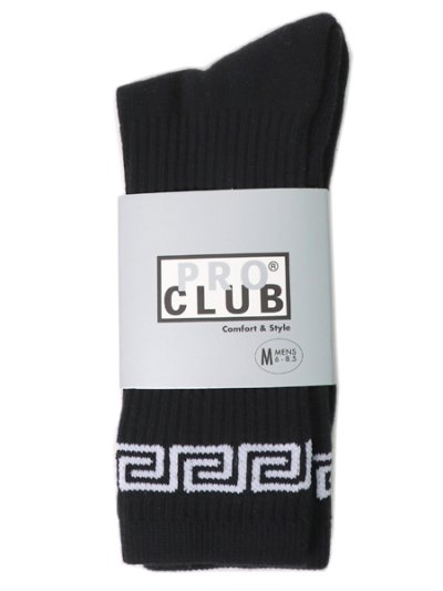 画像1: PRO CLUB LINK CREW SOCKS BLACK/WHITE