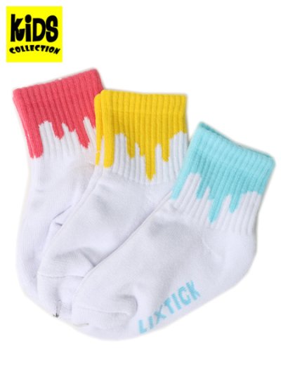 画像1: 【KIDS】LIXTICK BABY DRIP SOCKS 3P CORAL/YELLOW/M.BLUE