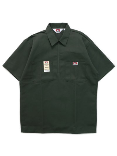 画像1: BEN DAVIS S/S SOLID HALF ZIP WORK SHIRT #125