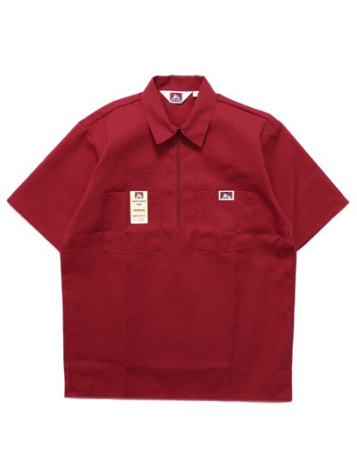 画像1: BEN DAVIS S/S SOLID HALF ZIP WORK SHIRT #129