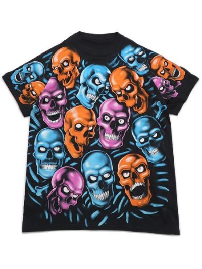 画像1: 【SALE】LIQUID BLUE FANTASY SKULL PILE TEE BLUE/PINK/ORANGE