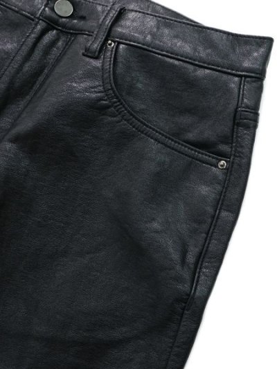 画像6: 【送料無料】mnml B169 LEATHER FLARE DENIM BLACK