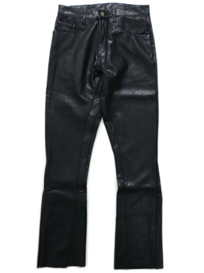 画像1: 【送料無料】mnml B169 LEATHER FLARE DENIM BLACK