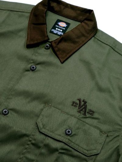 画像3: 【SALE】DICKIES V.ALVAREZ BLOCK COLLAR WORK SHIRT MIL.GR