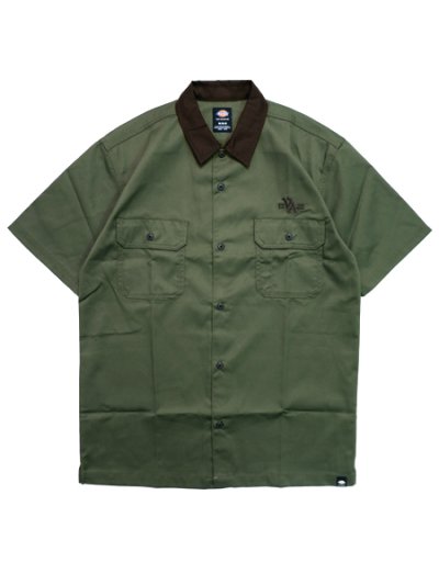 画像1: 【SALE】DICKIES V.ALVAREZ BLOCK COLLAR WORK SHIRT MIL.GR