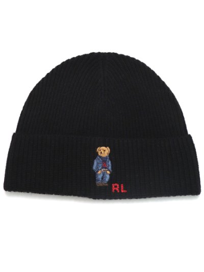 画像1: POLO RALPH LAUREN DENIM BEAR RIB KNIT BEANIE