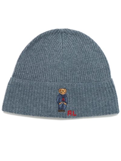 画像1: POLO RALPH LAUREN DENIM BEAR RIB KNIT BEANIE