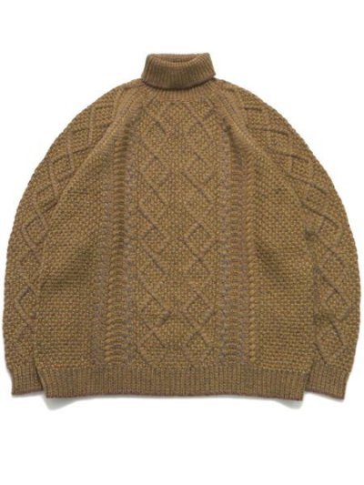 画像1: 【SALE】【送料無料】SNOW PEAK ALPACA MIXED KNIT TURTLENECK PULL MUSTAR