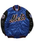 【送料無料】STARTER VARSITY SATIN JACKET NY METS BLUE/BLACK