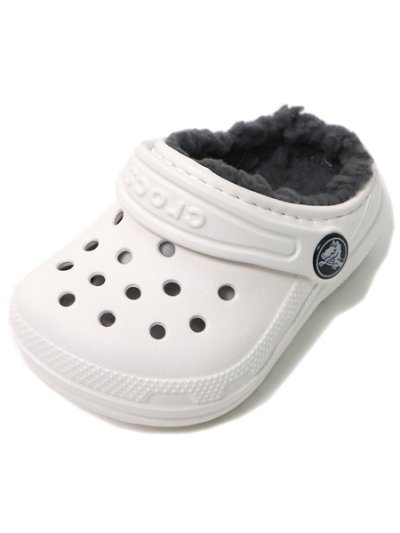 画像2: 【SALE】【KIDS】crocs TODDLER CLASSIC LINED CLOG WHITE/GREY