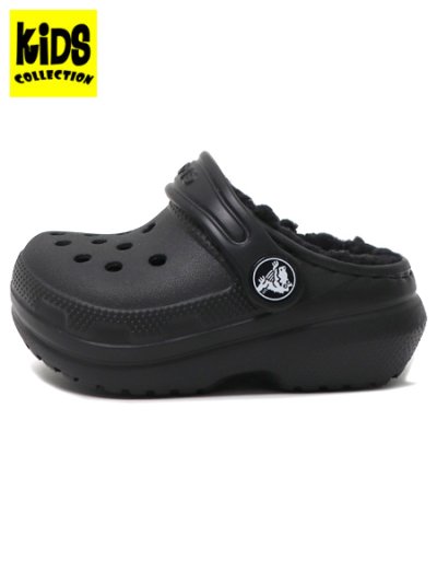 画像1: 【SALE】【KIDS】crocs TODDLER CLASSIC LINED CLOG BLACK/BLACK