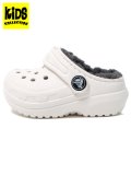 【KIDS】crocs TODDLER CLASSIC LINED CLOG WHITE/GREY