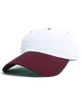 NEW HATTAN 6PNL 2T COTTON CAP-WHITE/BURGUNDY