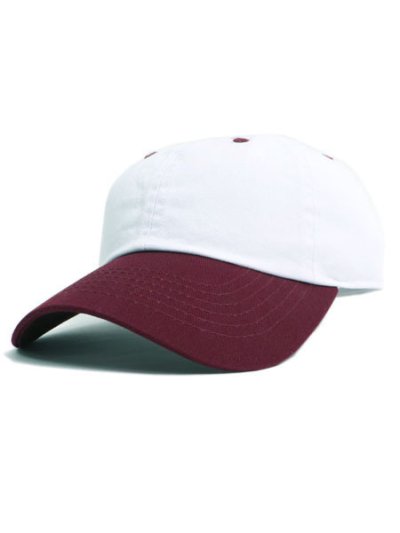 画像1: NEW HATTAN 6PNL 2T COTTON CAP-WHITE/BURGUNDY