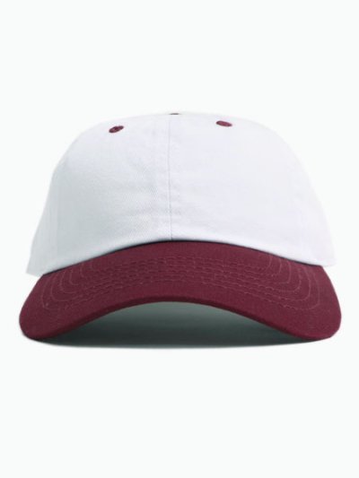 画像2: NEW HATTAN 6PNL 2T COTTON CAP-WHITE/BURGUNDY