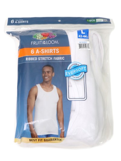 画像1: FRUIT OF THE LOOM 6 A-SHIRTS WHITE ICE-6P250TG/6P251X2