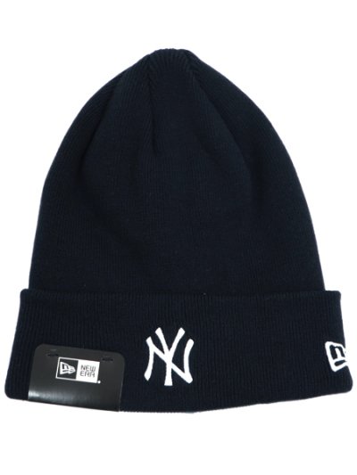 画像1: NEW ERA BASIC CUFF KNIT COTTON YANKEES NAVY/WHT