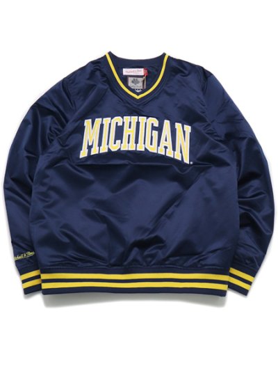 画像1: 【SALE】【送料無料】MITCHELL & NESS SIDELINE PULLOVER SATIN JACKET MICHIGAN