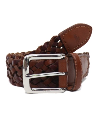 画像1: 【送料無料】POLO RALPH LAUREN WESTEND BRAID BELT SADDLE/DARK BROWN