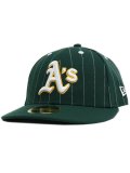 NEW ERA LP 59FIFTY PINSTRIPE ATHLETICS DK GREEN