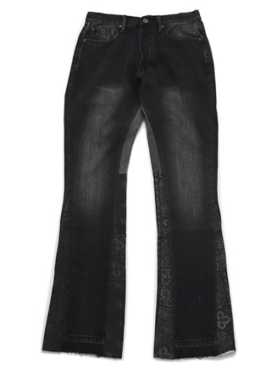 画像1: 【送料無料】mnml B167 PAISLEY FLARE DENIM BLACK