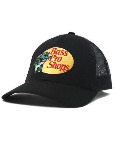 画像1: BASS PRO SHOPS EMB LOGO TWILL TRUCKER CAP BLACK/BLACK