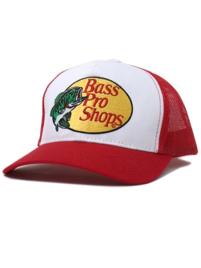 画像1: BASS PRO SHOPS EMBROIDERED LOGO MESH TRUCKER CAP RD/WH