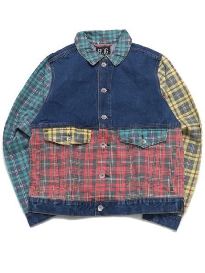 画像1: 【MEGA SALE】URBAN OUTFITTERS BDG PRINTED COLORBLOCK DENIM TRUCKER JKT