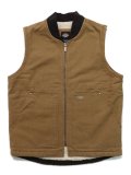 【送料無料】DICKIES CANVAS LINED DUCK VEST-STONEWASHED BROWN